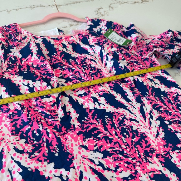 Lilly Pulitzer Fiesta Stretch Ruffle Sleeve Coral Print Dress Size 14 NWT - Picture 4 of 7